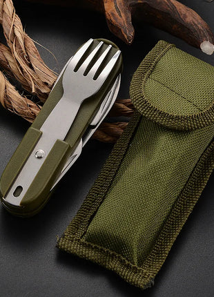 7in1 Multi Function Outdoor Diner Stainless Steel Folding Fork Knife