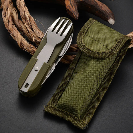 7in1 Multi Function Outdoor Diner Stainless Steel Folding Fork Knife