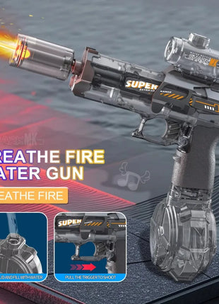 Electric water gun with nozzle flame muzzle automatic spray gun remote