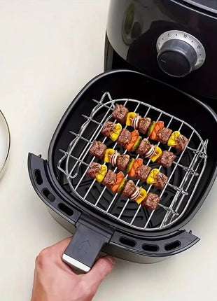 1set Stainless Steel Air Fryer Rack With 4 Roast Meat Picks Grill Air