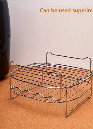 1set Stainless Steel Air Fryer Rack With 4 Roast Meat Picks Grill Air