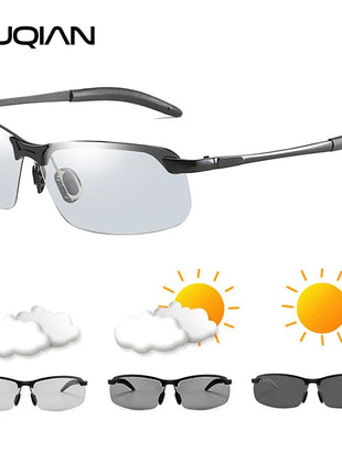 Fashion Half Frame Photochromic Sunglasses Men Women Classic Chamelon