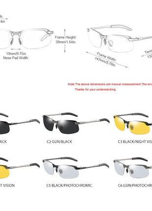 Fashion Half Frame Photochromic Sunglasses Men Women Classic Chamelon