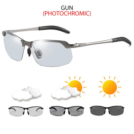 Fashion Half Frame Photochromic Sunglasses Men Women Classic Chamelon