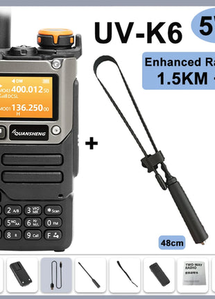 Quansheng UV-K6 Walkie Talkie 5W Air Band Radio Type C Charge UHF VHF