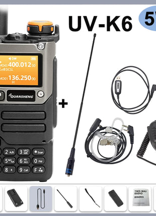 Quansheng UV-K6 Walkie Talkie 5W Air Band Radio Type C Charge UHF VHF