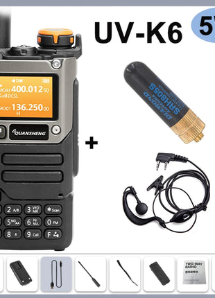 Quansheng UV-K6 Walkie Talkie 5W Air Band Radio Type C Charge UHF VHF