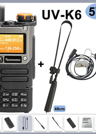 Quansheng UV-K6 Walkie Talkie 5W Air Band Radio Type C Charge UHF VHF