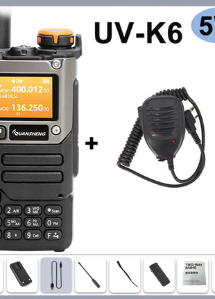 Quansheng UV-K6 Walkie Talkie 5W Air Band Radio Type C Charge UHF VHF