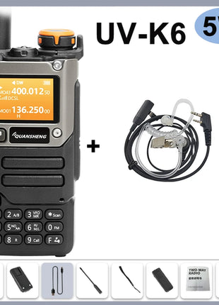 Quansheng UV-K6 Walkie Talkie 5W Air Band Radio Type C Charge UHF VHF