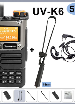 Quansheng UV-K6 Walkie Talkie 5W Air Band Radio Type C Charge UHF VHF