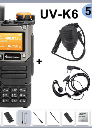 Quansheng UV-K6 Walkie Talkie 5W Air Band Radio Type C Charge UHF VHF