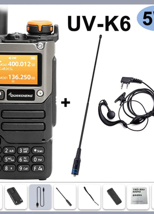 Quansheng UV-K6 Walkie Talkie 5W Air Band Radio Type C Charge UHF VHF