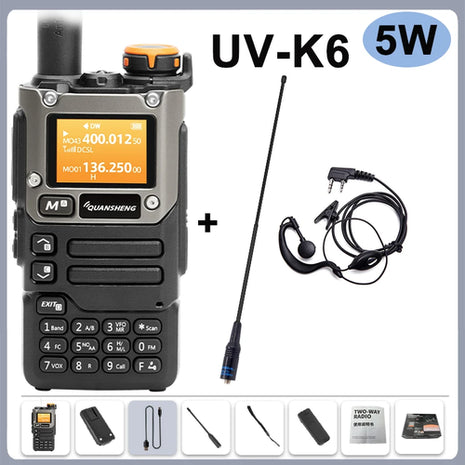 Quansheng UV-K6 Walkie Talkie 5W Air Band Radio Type C Charge UHF VHF