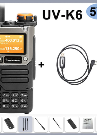 Quansheng UV-K6 Walkie Talkie 5W Air Band Radio Type C Charge UHF VHF
