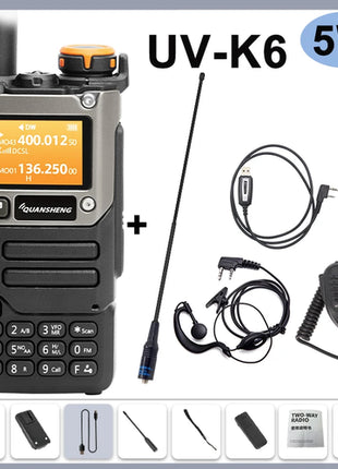 Quansheng UV-K6 Walkie Talkie 5W Air Band Radio Type C Charge UHF VHF