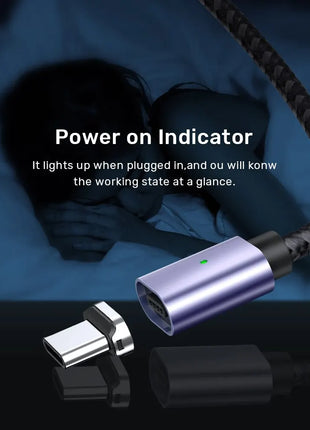 TOPK Magnetic Charging Cable 3A Micro USB Type C Cable with Led Light