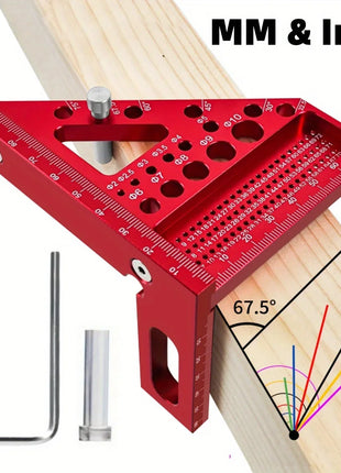 3D Multi-Angle Metric/Inch Measuring Ruler, 45/90 Degree Aluminum