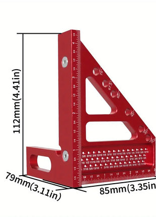 3D Multi-Angle Metric/Inch Measuring Ruler, 45/90 Degree Aluminum
