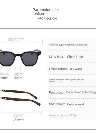 Trendy Retro Wood Grain Sunglasses for Women and Men New Square Frame