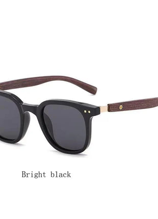 Trendy Retro Wood Grain Sunglasses for Women and Men New Square Frame