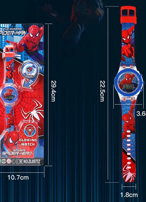 Flash Light Spiderman Kids Watches For Boys Cartoon Hello Kitty Mickey