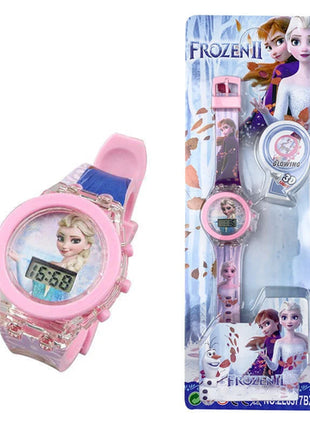 Flash Light Spiderman Kids Watches For Boys Cartoon Hello Kitty Mickey