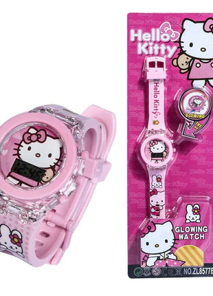 Flash Light Spiderman Kids Watches For Boys Cartoon Hello Kitty Mickey