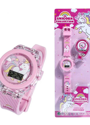 Flash Light Spiderman Kids Watches For Boys Cartoon Hello Kitty Mickey