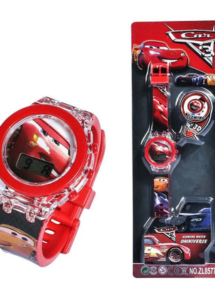 Flash Light Spiderman Kids Watches For Boys Cartoon Hello Kitty Mickey