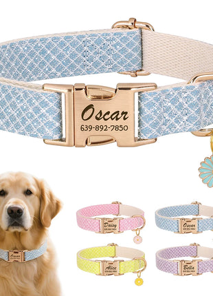 Custom Bling Nylon Dog Collar Free Engraved Puppy Dog ID Name Collars