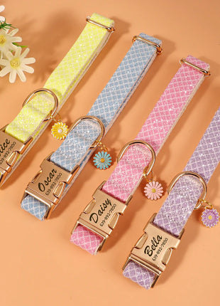 Custom Bling Nylon Dog Collar Free Engraved Puppy Dog ID Name Collars