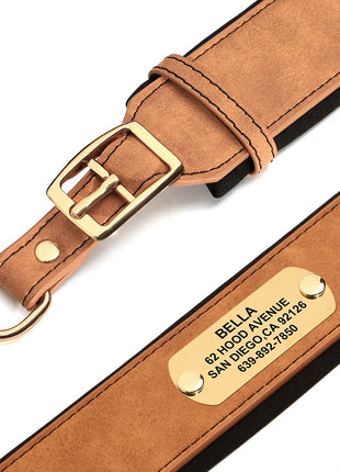 Customized Engraved Dog Collar Wide Leather Dog Collar Large Soft