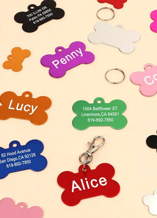 1Pc Personalized Dog Cat Name Tags Bone Shaped Pet ID Tag Anti-lost