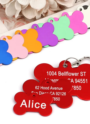 1Pc Personalized Dog Cat Name Tags Bone Shaped Pet ID Tag Anti-lost