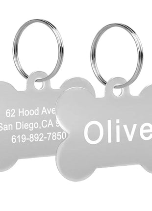 1Pc Personalized Dog Cat Name Tags Bone Shaped Pet ID Tag Anti-lost