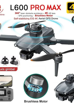 2024 New L600 PRO MAX GPS Drone 5KM 4K Professional HD Dual Camera