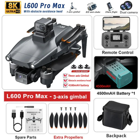 2024 New L600 PRO MAX GPS Drone 5KM 4K Professional HD Dual Camera