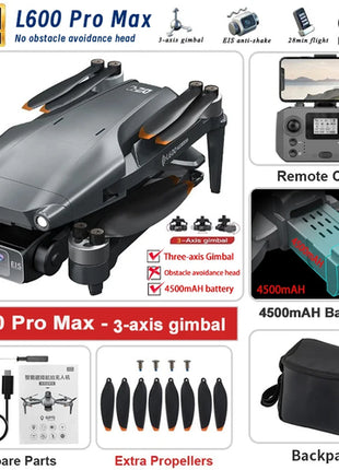 2024 New L600 PRO MAX GPS Drone 5KM 4K Professional HD Dual Camera