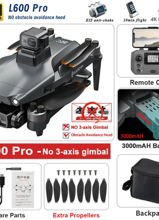 2024 New L600 PRO MAX GPS Drone 5KM 4K Professional HD Dual Camera