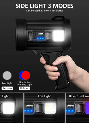 Rechargeable Spotlight, 1000,000 Lumens Handheld Hunting Flashlight