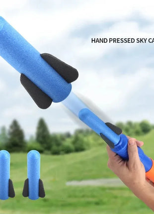 Handheld Rocket Launcher Toy Set with Foam Rockets Outdoor Birthday