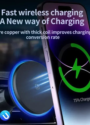 30W Magnetic Car Wireless Chargers RGB LED Light For iPhone 12 13 14