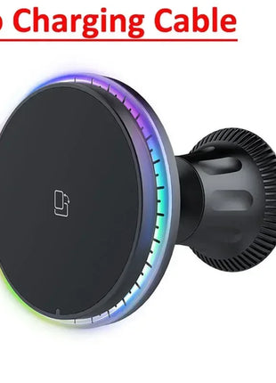 30W Magnetic Car Wireless Chargers RGB LED Light For iPhone 12 13 14