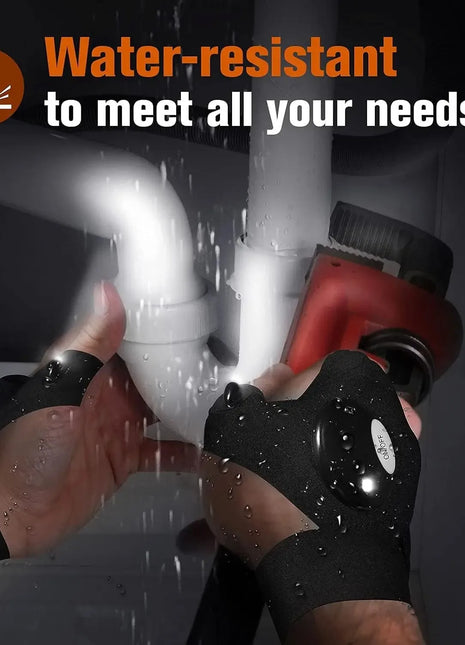 LED Half Finger Glove for Men Women Outdoor Waterproof Night Fishing