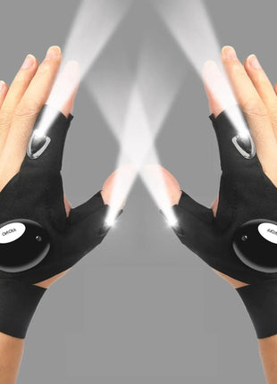 LED Half Finger Glove for Men Women Outdoor Waterproof Night Fishing