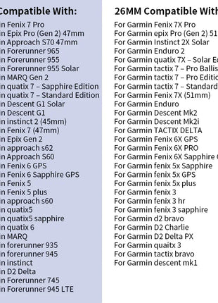 QuickFit 22mm 26mm Silicone Strap For Garmin Fenix 6XPro 5XPlus/Epix