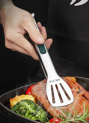 1pc Non Slip Stainless Steel Food Tongs Meat Salad Bread Clip Barbecue