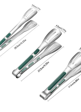 1pc Non Slip Stainless Steel Food Tongs Meat Salad Bread Clip Barbecue
