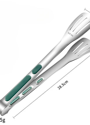 1pc Non Slip Stainless Steel Food Tongs Meat Salad Bread Clip Barbecue